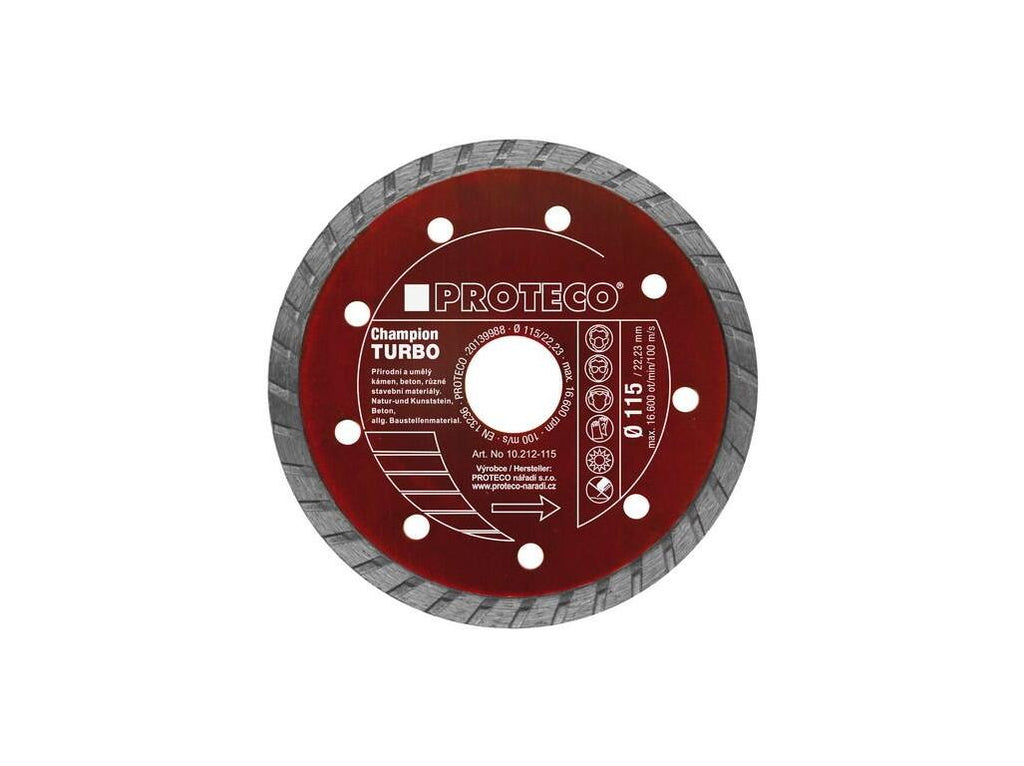212-230 kotouč dia 230 mm celistvý segment TURBO CHAMPION kámen,bet.,ker.