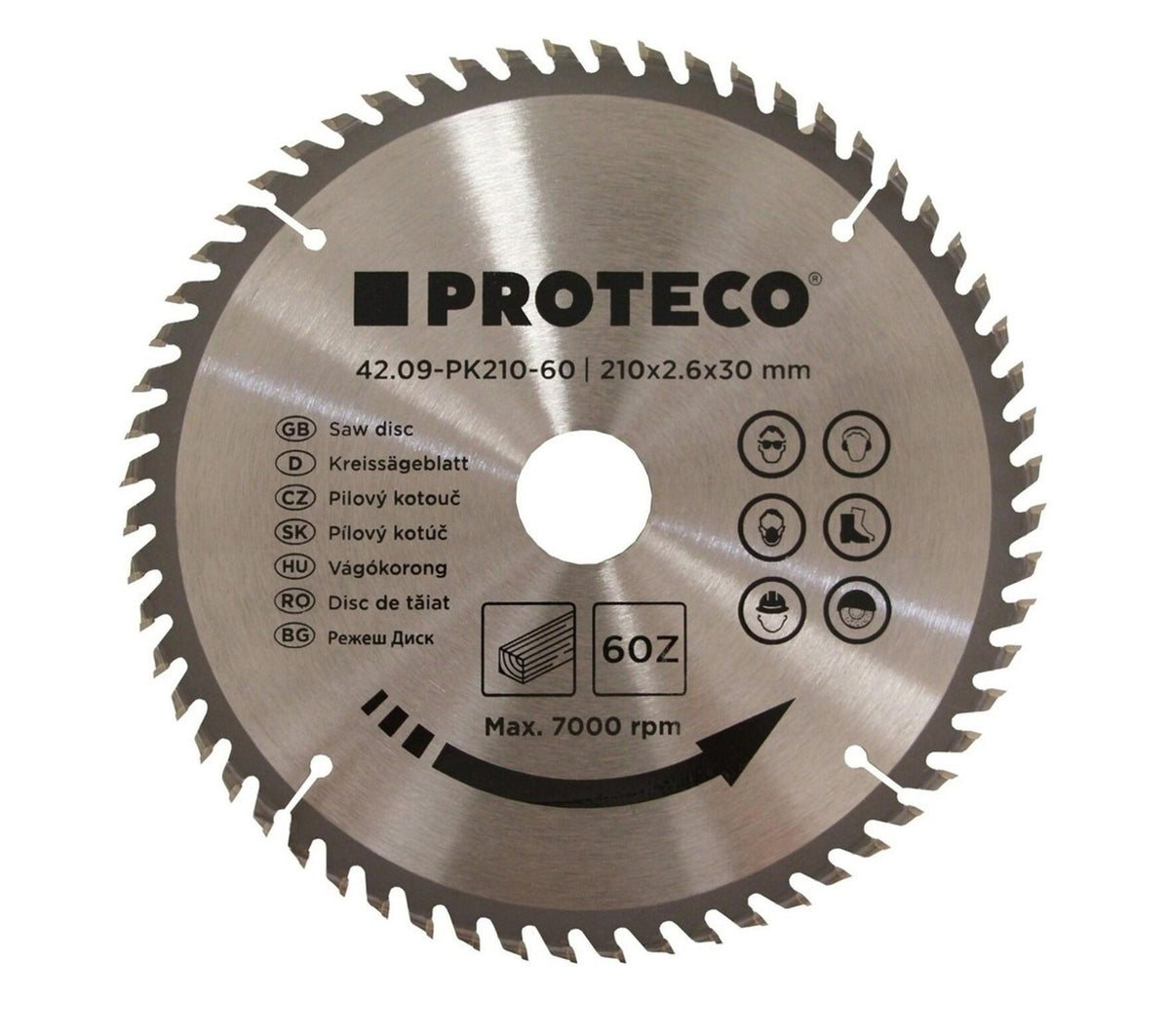 09-PK210-60 kotouč pilový SK 210x2.6x30 60z + redukce 30/20 mm