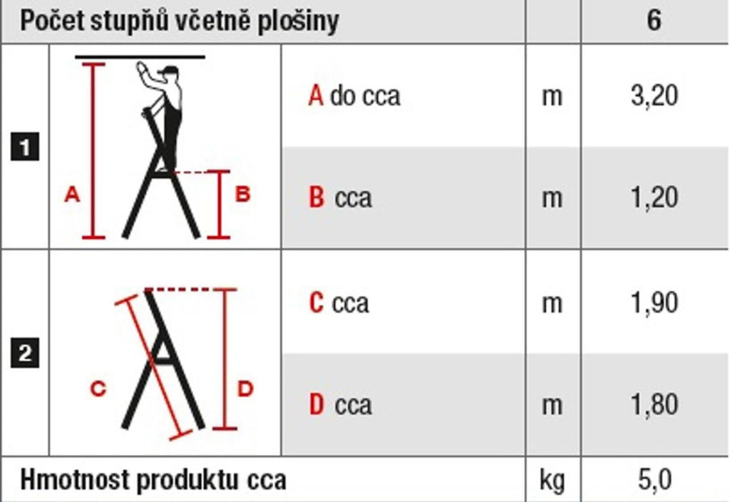 6616-KR schůdky Al 6-stupňové, nosnost 150kg
