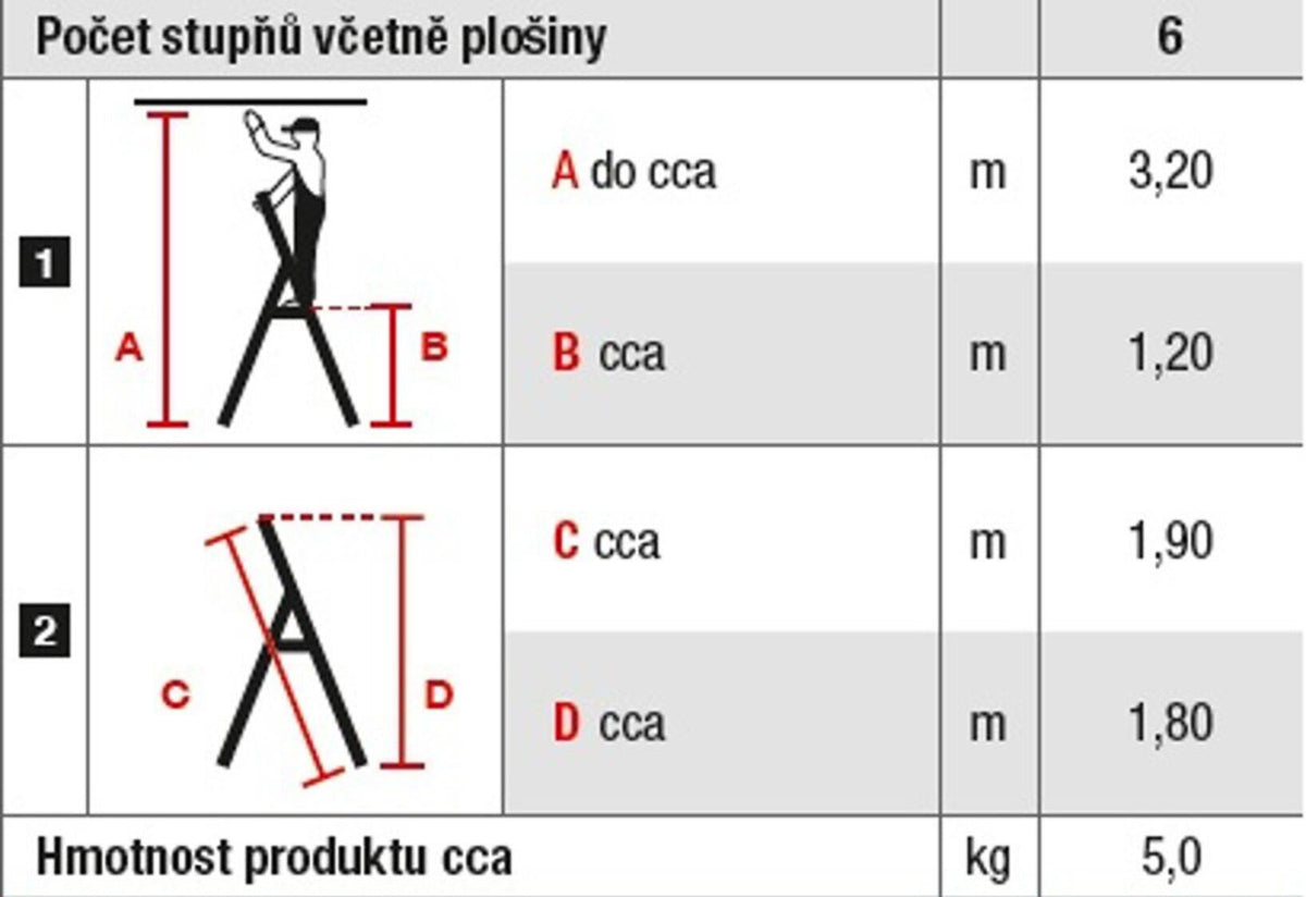 6616-KR schůdky Al 6-stupňové, nosnost 150kg