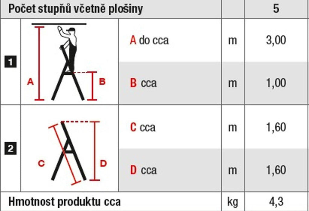 6615-KR schůdky Al 5-stupňové, nosnost 150kg