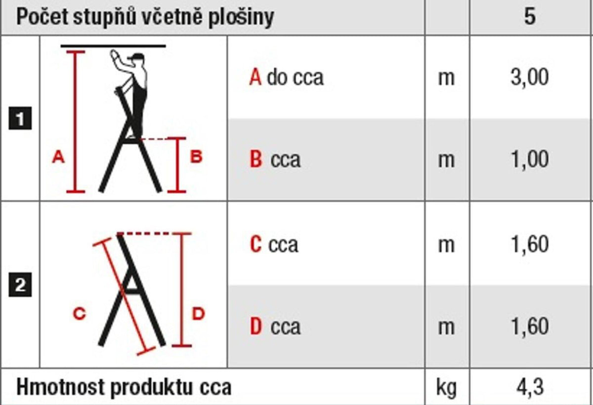 6615-KR schůdky Al 5-stupňové, nosnost 150kg
