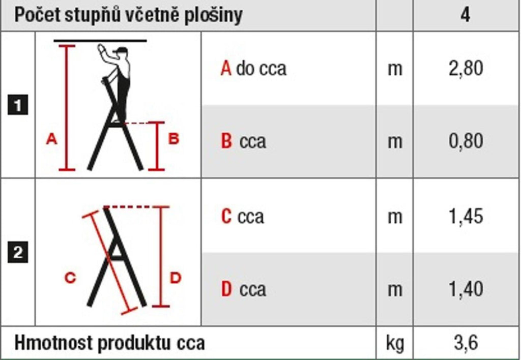 6614-KR schůdky Al 4-stupňové, nosnost 150kg