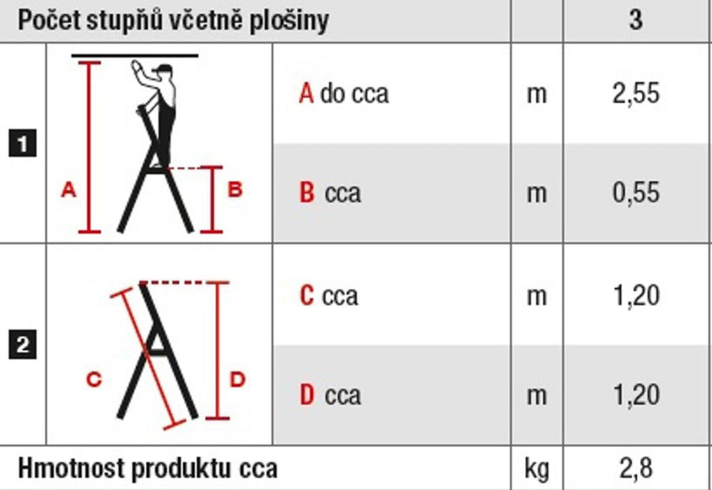6613-KR schůdky Al 3-stupňové, nosnost 150kg