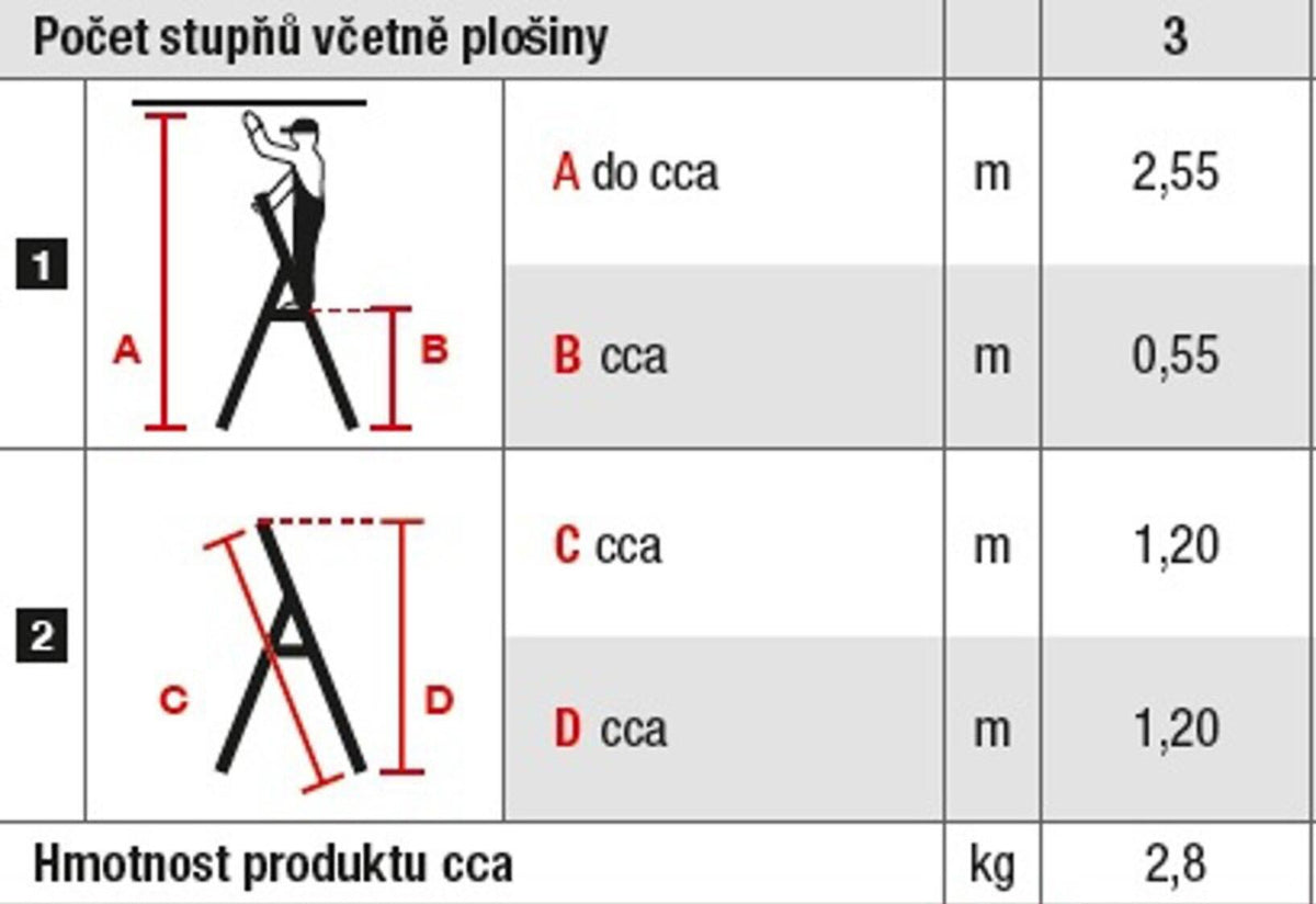 6613-KR schůdky Al 3-stupňové, nosnost 150kg
