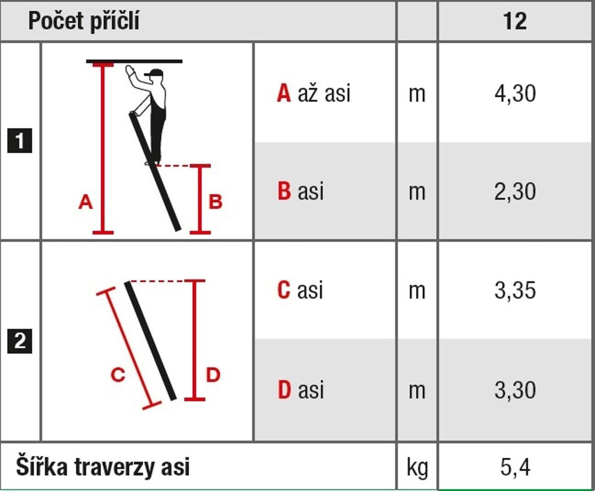 10.66-1-12-KR žebřík opěrný hliníkový 12 příček 335cm se stabilizátorem