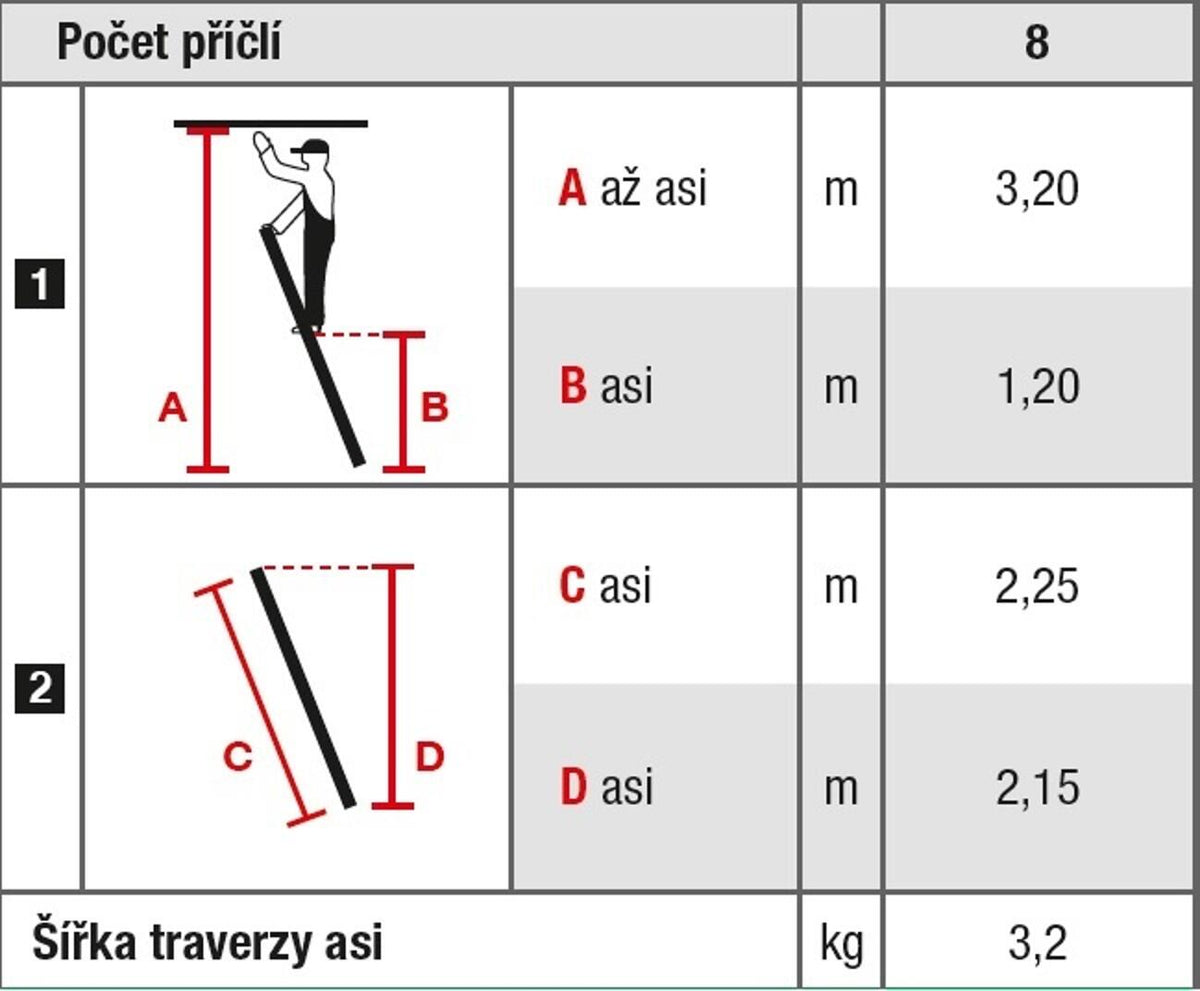 10.66-1-08-KR žebřík opěrný hliníkový 8 příček 225cm