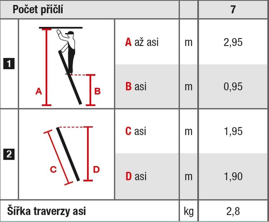 10.66-1-07-KR žebřík opěrný hliníkový 7 příček 195cm